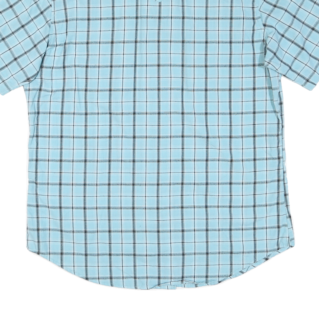 WRANGLER Mens Blue Check Short Sleeve Shirt M Casual Cotton Blend