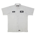 WRANGLER Mens Grey Workwear Shirt M Cotton Blend Button Short Sleeve Casual