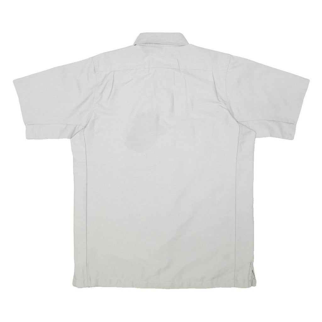 WRANGLER Mens Grey Workwear Shirt M Cotton Blend Button Short Sleeve Casual