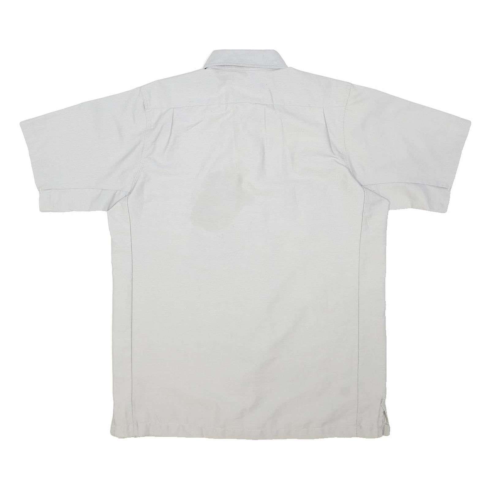 WRANGLER Mens Grey Workwear Shirt M Cotton Blend Button Short Sleeve Casual