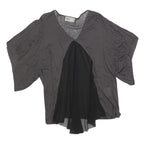 KOLOR Womens Grey & Black Modern T-Shirt M Short Sleeve V-Neck Cashmere Blend