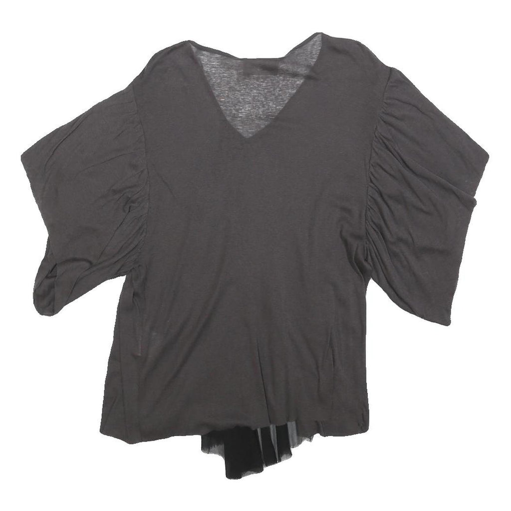 KOLOR Womens Grey & Black Modern T-Shirt M Short Sleeve V-Neck Cashmere Blend