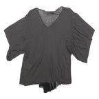 KOLOR Womens Grey & Black Modern T-Shirt M Short Sleeve V-Neck Cashmere Blend