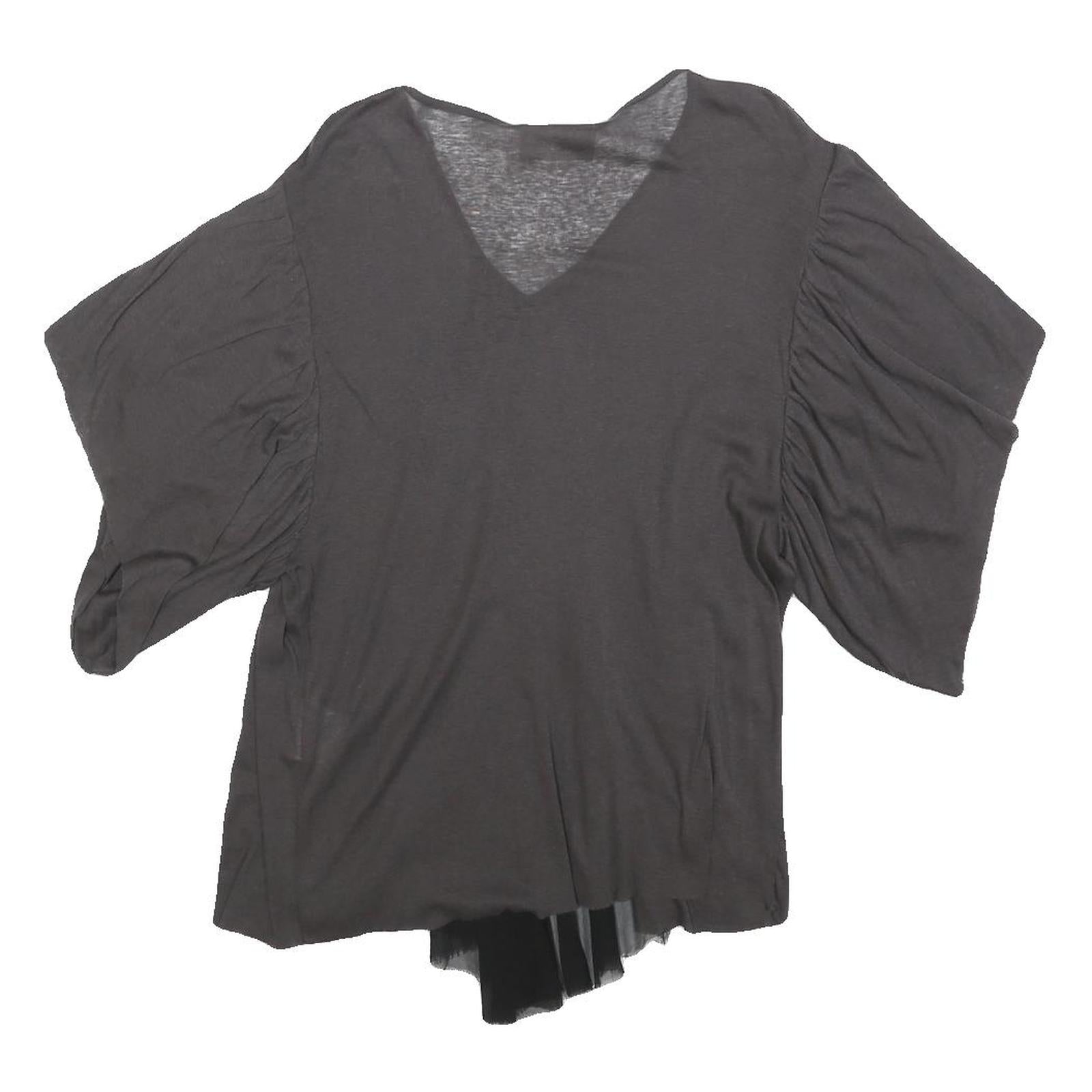 KOLOR Womens Grey & Black Modern T-Shirt M Short Sleeve V-Neck Cashmere Blend