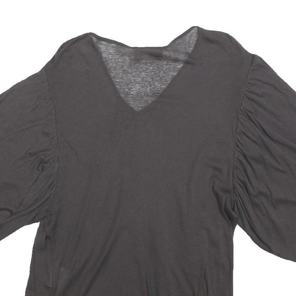 KOLOR Womens Grey & Black Modern T-Shirt M Short Sleeve V-Neck Cashmere Blend