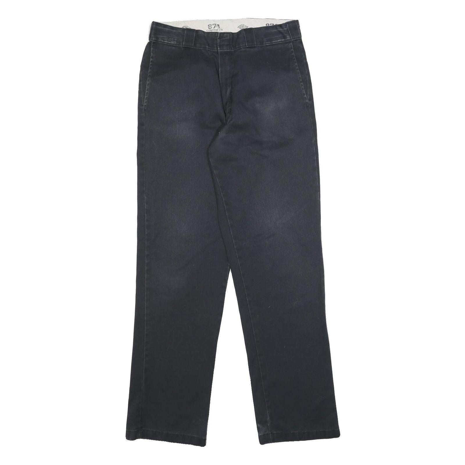 DICKIES Mens Regular Zip Cotton Blend Blue Workwear Trousers W30 L32