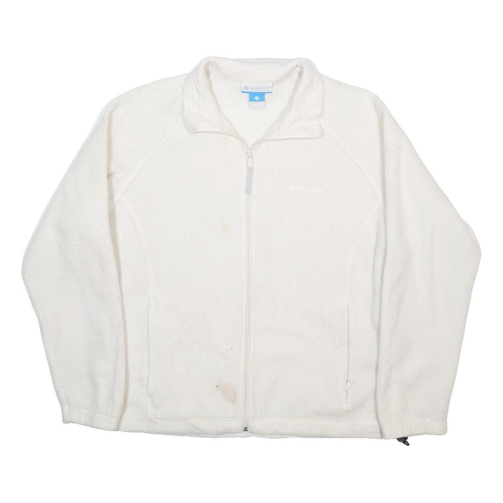 COLUMBIA Womens White Fleece Zip Jacket L Polyester Casual Outdoor Warm
