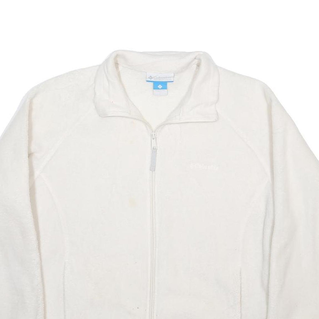COLUMBIA Womens White Fleece Zip Jacket L Polyester Casual Outdoor Warm