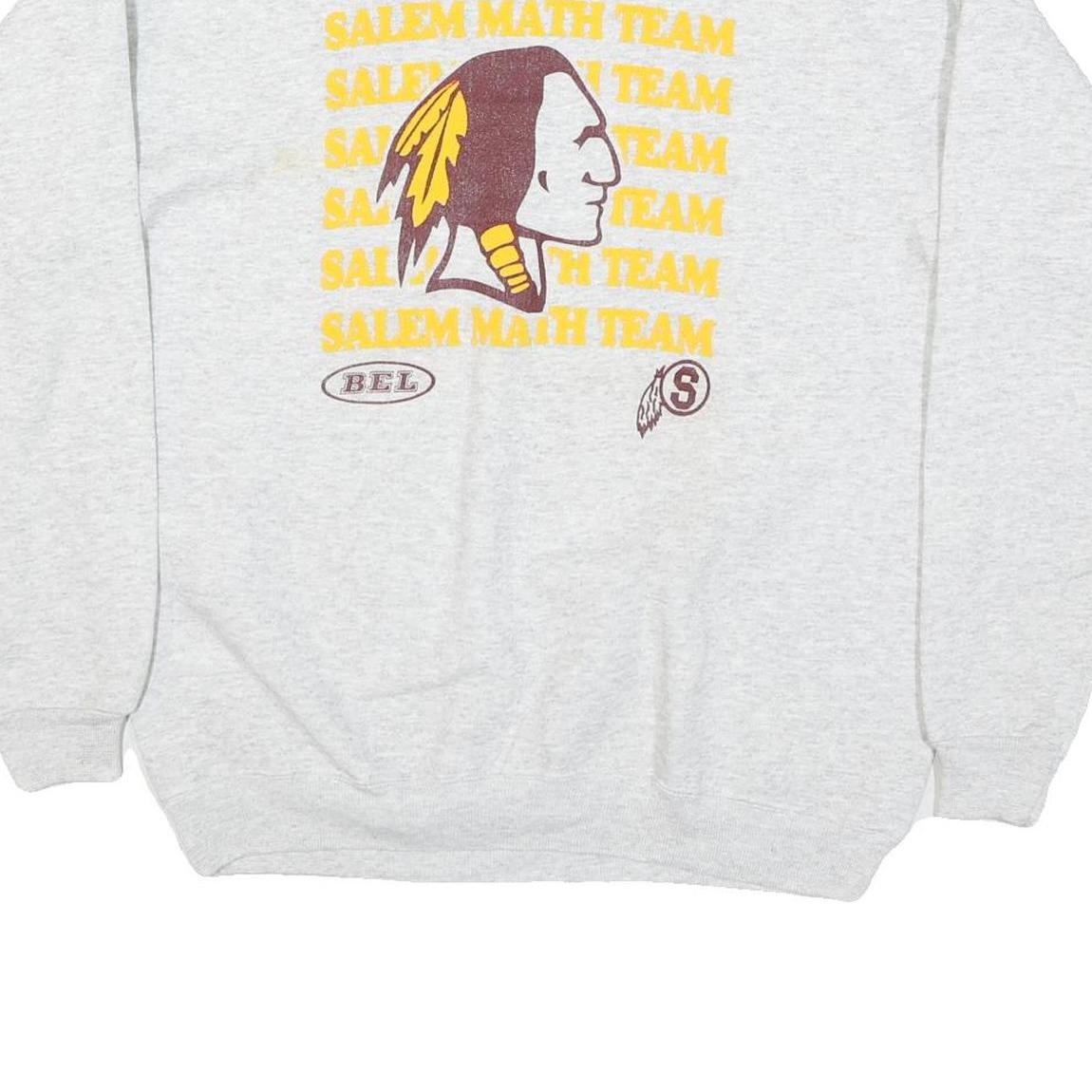 HANES Mens Grey Salem Math Team Crew Neck L Cotton Blend Sweatshirt