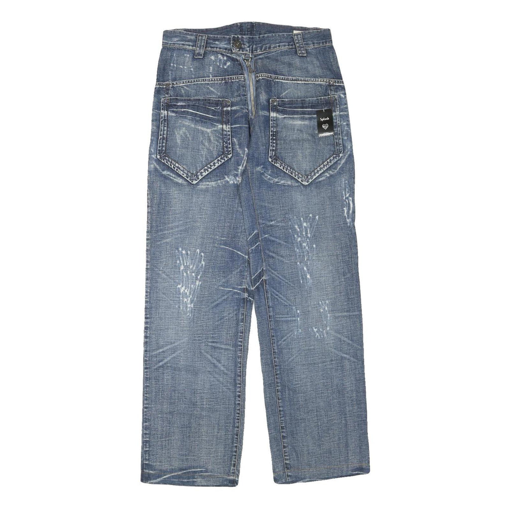 SPLASH Womens Regular Fit Blue Denim Jeans W32 L32 Cotton Blend Zip