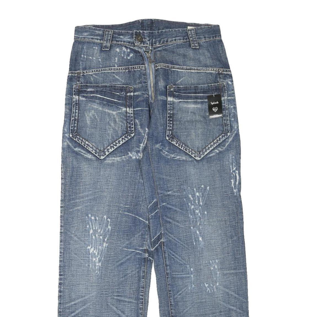SPLASH Womens Regular Fit Blue Denim Jeans W32 L32 Cotton Blend Zip