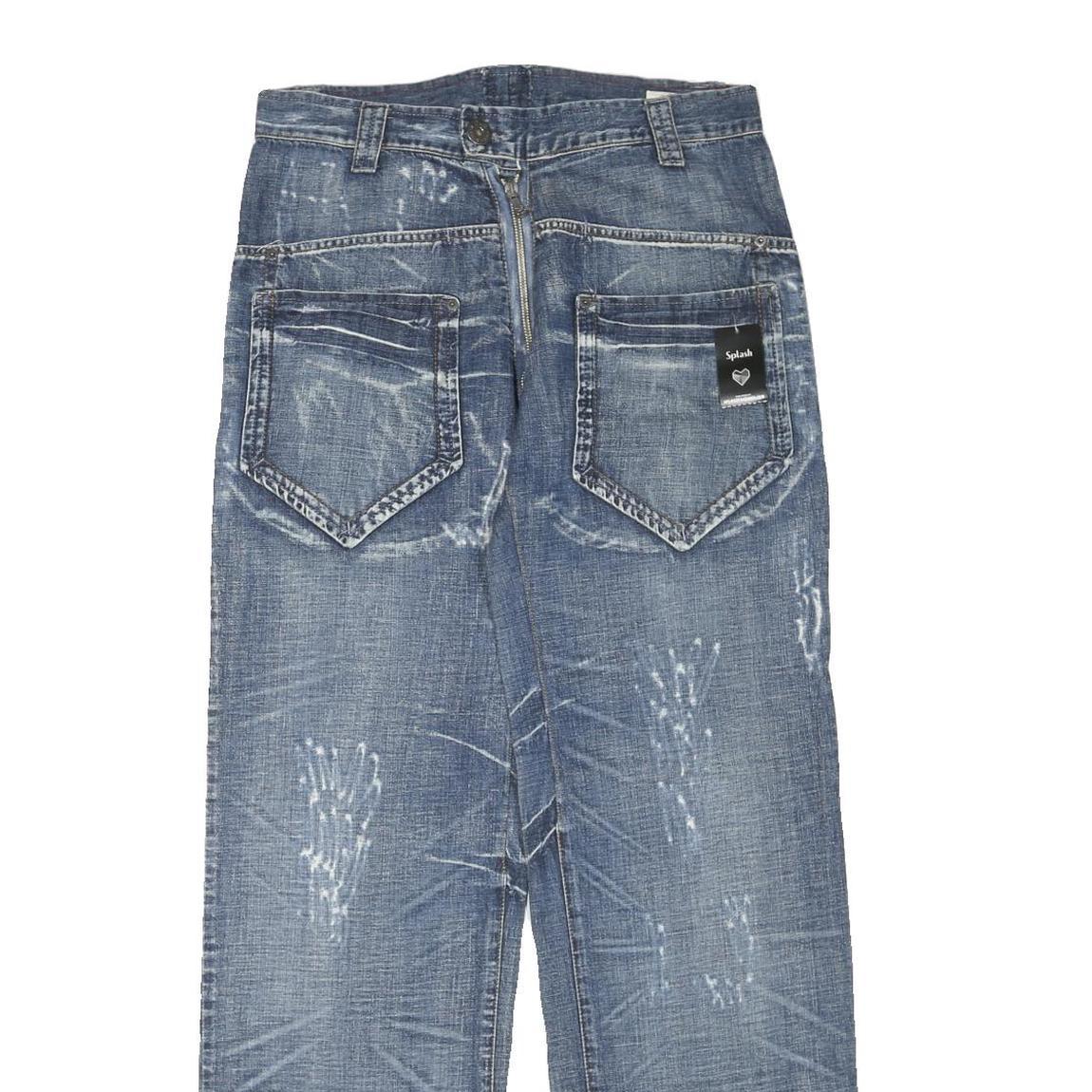 SPLASH Womens Regular Fit Blue Denim Jeans W32 L32 Cotton Blend Zip