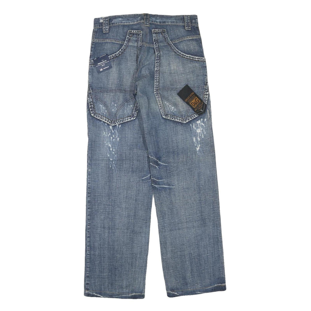 SPLASH Womens Regular Fit Blue Denim Jeans W32 L32 Cotton Blend Zip