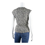 SINEQUANONE Stretch Wrap Style Womens Printed Top Black Sleeveless Floral M