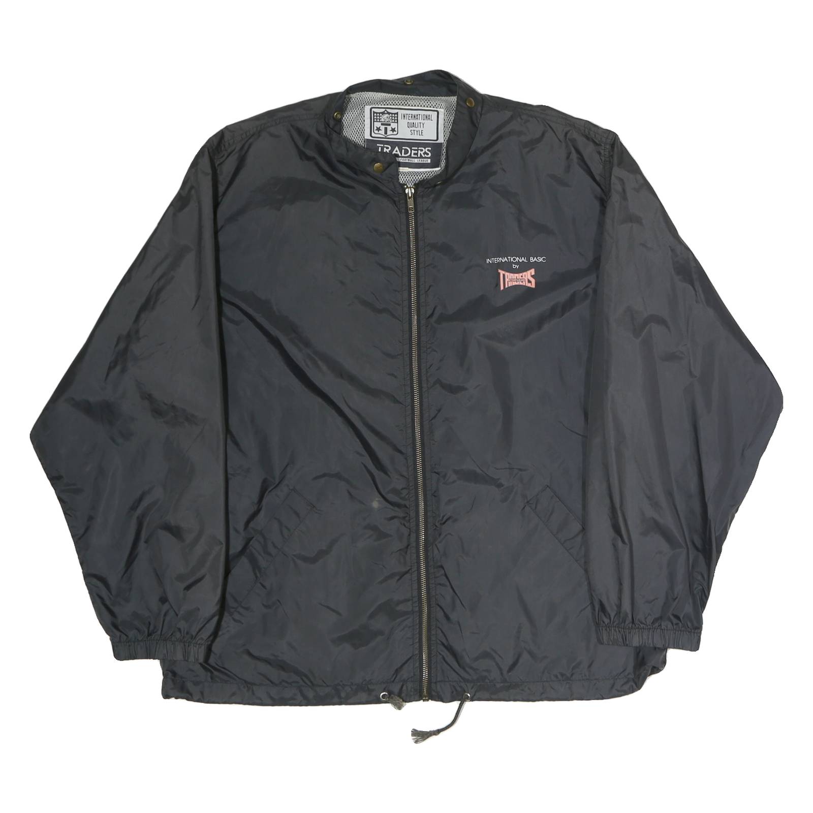 TRADER Mens Black Lightweight Zip Up Jacket L Polyester Sports Casual
