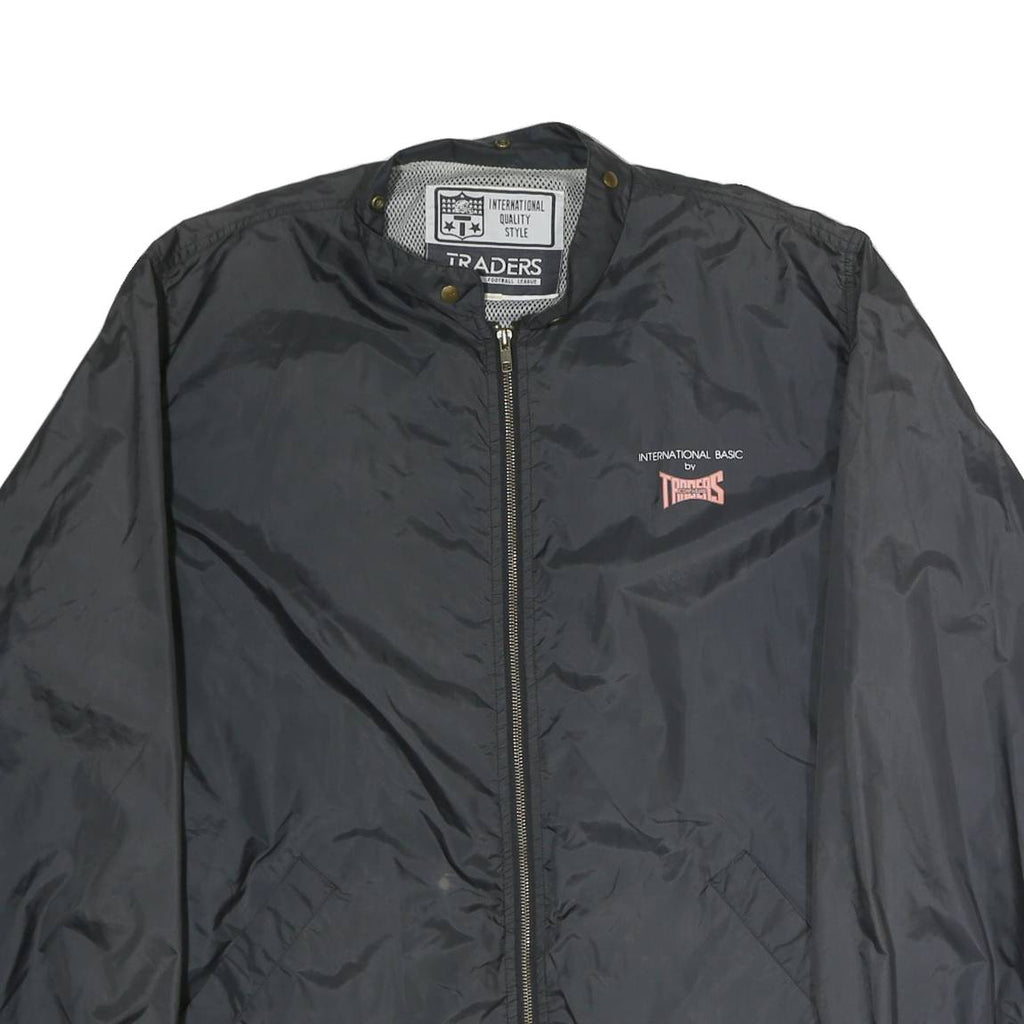 TRADER Mens Black Lightweight Zip Up Jacket L Polyester Sports Casual