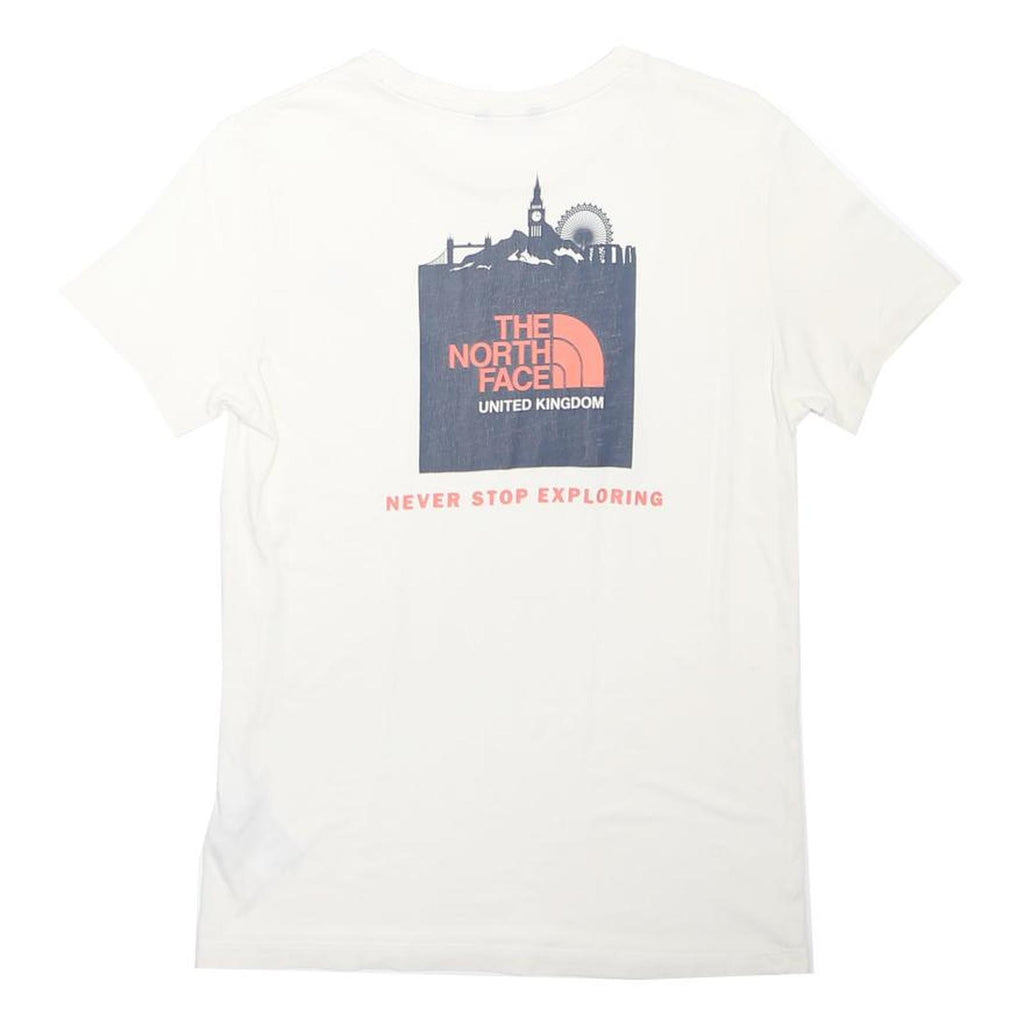 THE NORTH FACE Boys White UK Graphic T-Shirt XL Short Sleeve Crew Neck Logo