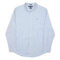 TOMMY HILFIGER Mens Blue Classic Fit Shirt M Cotton Button Collar Long Sleeve