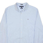 TOMMY HILFIGER Mens Blue Classic Fit Shirt M Cotton Button Collar Long Sleeve