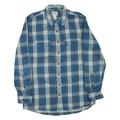 LL BEAN Mens Blue & Beige Checked Shirt L Cotton Blend Casual Button Up