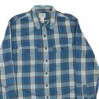 LL BEAN Mens Blue & Beige Checked Shirt L Cotton Blend Casual Button Up