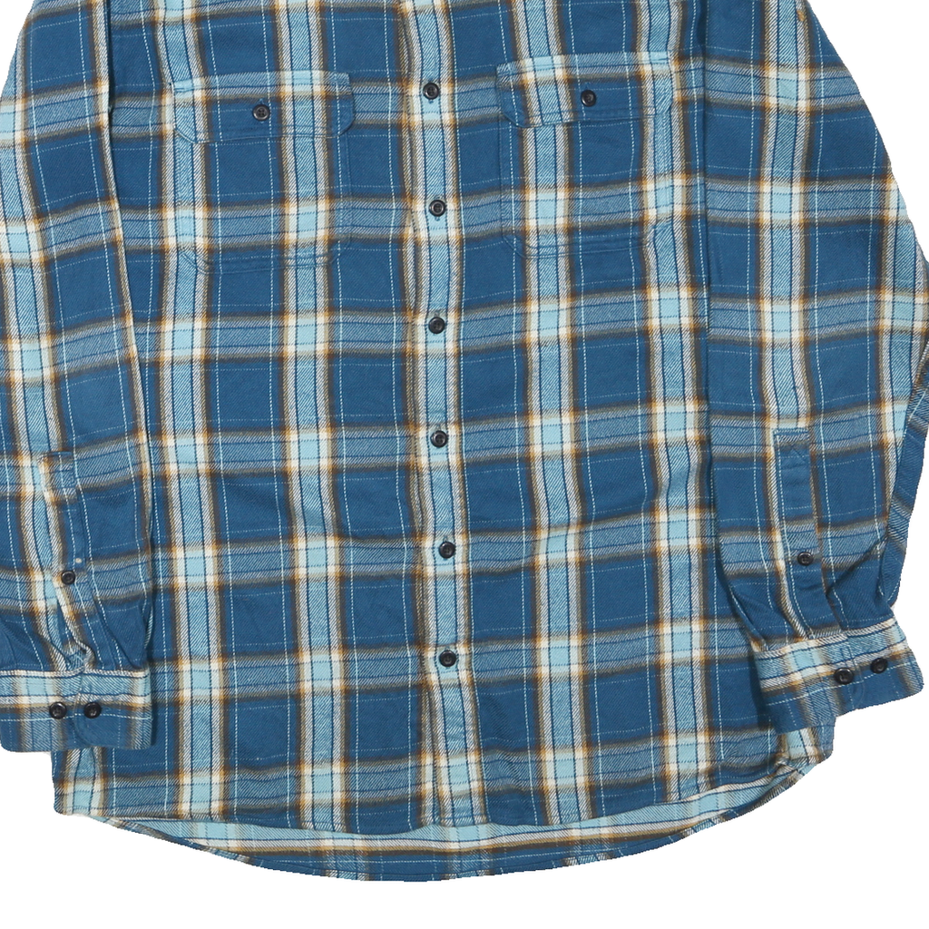 LL BEAN Mens Blue & Beige Checked Shirt L Cotton Blend Casual Button Up