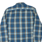 LL BEAN Mens Blue & Beige Checked Shirt L Cotton Blend Casual Button Up