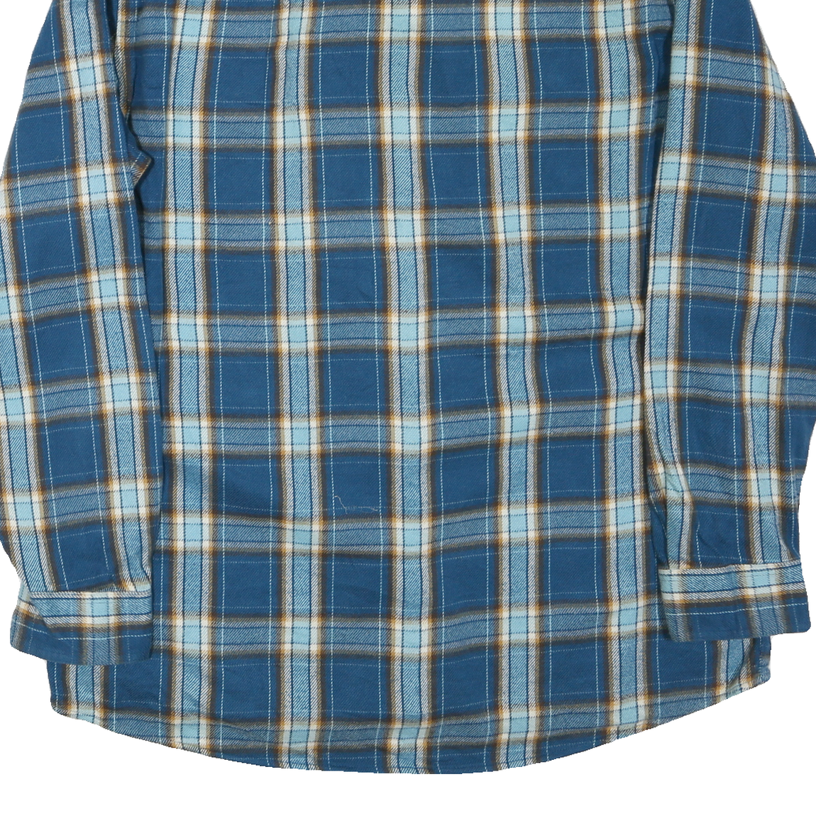 LL BEAN Mens Blue & Beige Checked Shirt L Cotton Blend Casual Button Up