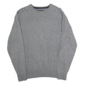 TOMMY HILFIGER Mens Grey Plain Cotton Crew Neck Basic Knit Jumper M Classic
