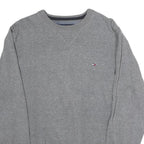 TOMMY HILFIGER Mens Grey Plain Cotton Crew Neck Basic Knit Jumper M Classic