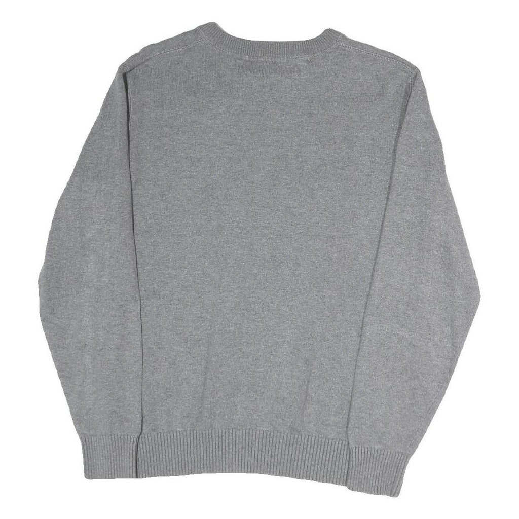 TOMMY HILFIGER Mens Grey Plain Cotton Crew Neck Basic Knit Jumper M Classic