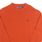 CHAPS Mens Orange Plain Cotton Jumper Crew Neck Regular Fit M Casual Knitwear