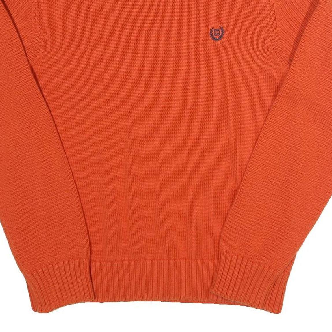CHAPS Mens Orange Plain Cotton Jumper Crew Neck Regular Fit M Casual Knitwear