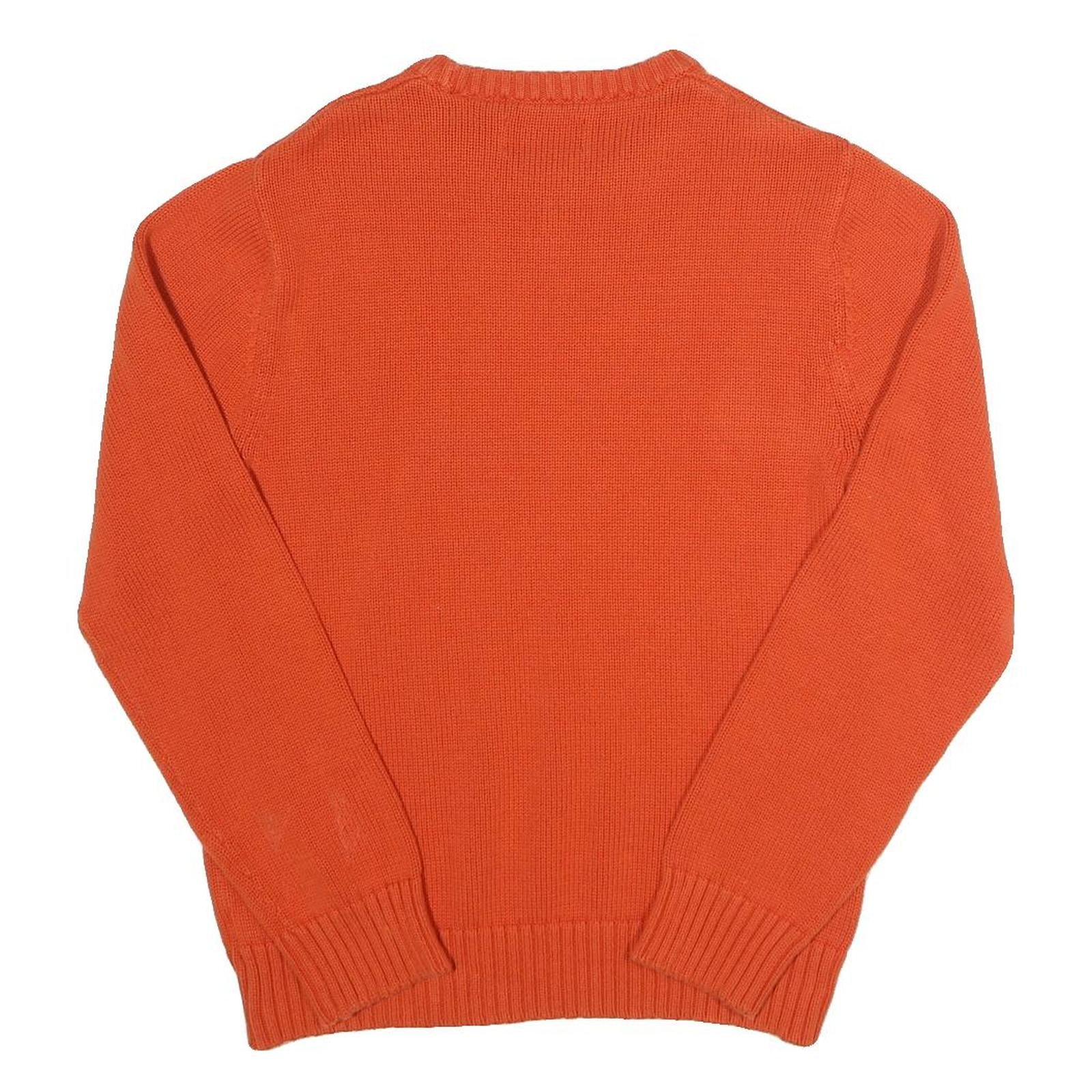 CHAPS Mens Orange Plain Cotton Jumper Crew Neck Regular Fit M Casual Knitwear