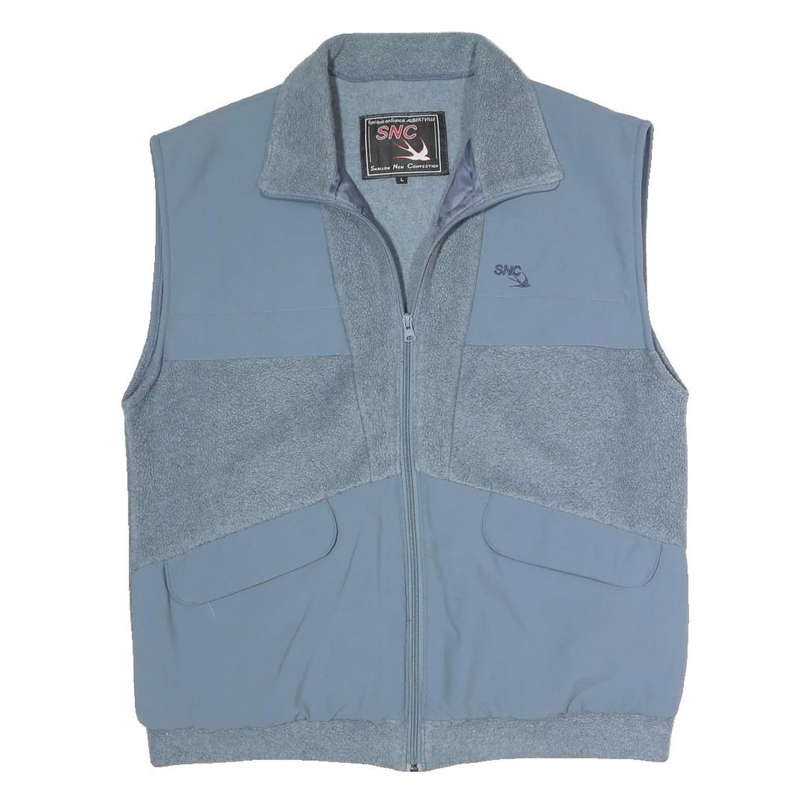 SNC Mens Blue Polyester Blend Fleece Jacket L Zip Up Warm Comfortable Casual