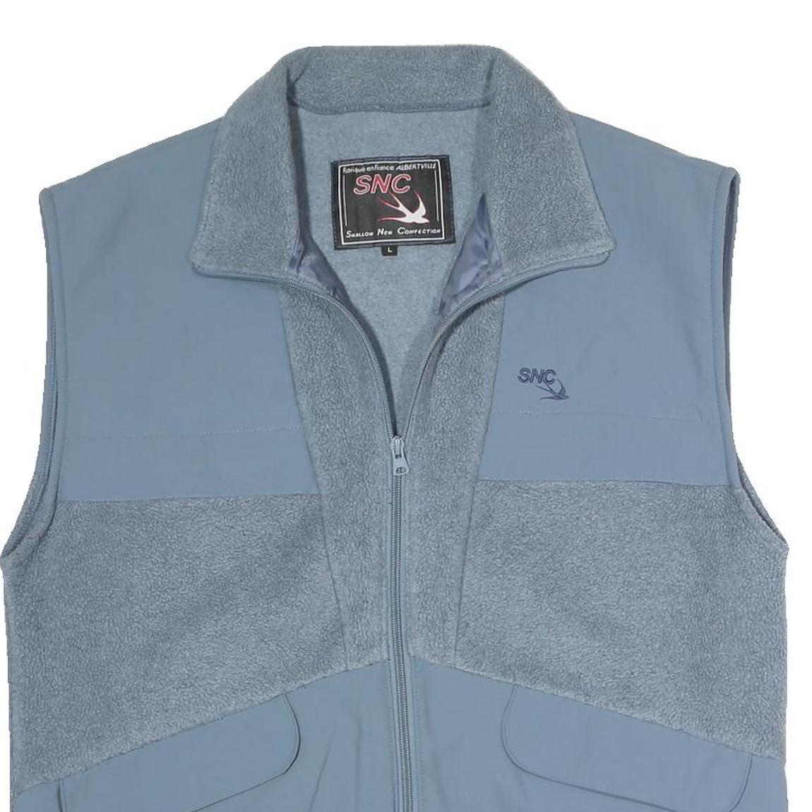 SNC Mens Blue Polyester Blend Fleece Jacket L Zip Up Warm Comfortable Casual