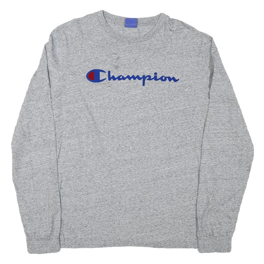 CHAMPION Mens Grey Long Sleeve Crew Neck T-Shirt 2XL Cotton Blend Casual