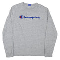 CHAMPION Mens Grey Long Sleeve Crew Neck T-Shirt 2XL Cotton Blend Casual