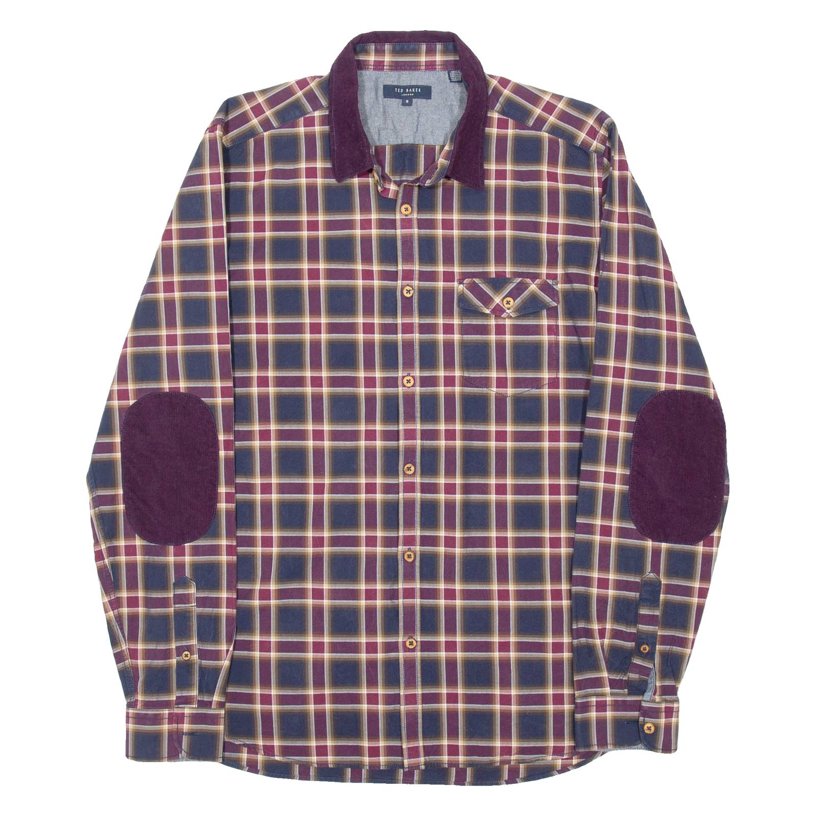 TED BAKER Mens Shirt Purple Plaid Long Sleeve L