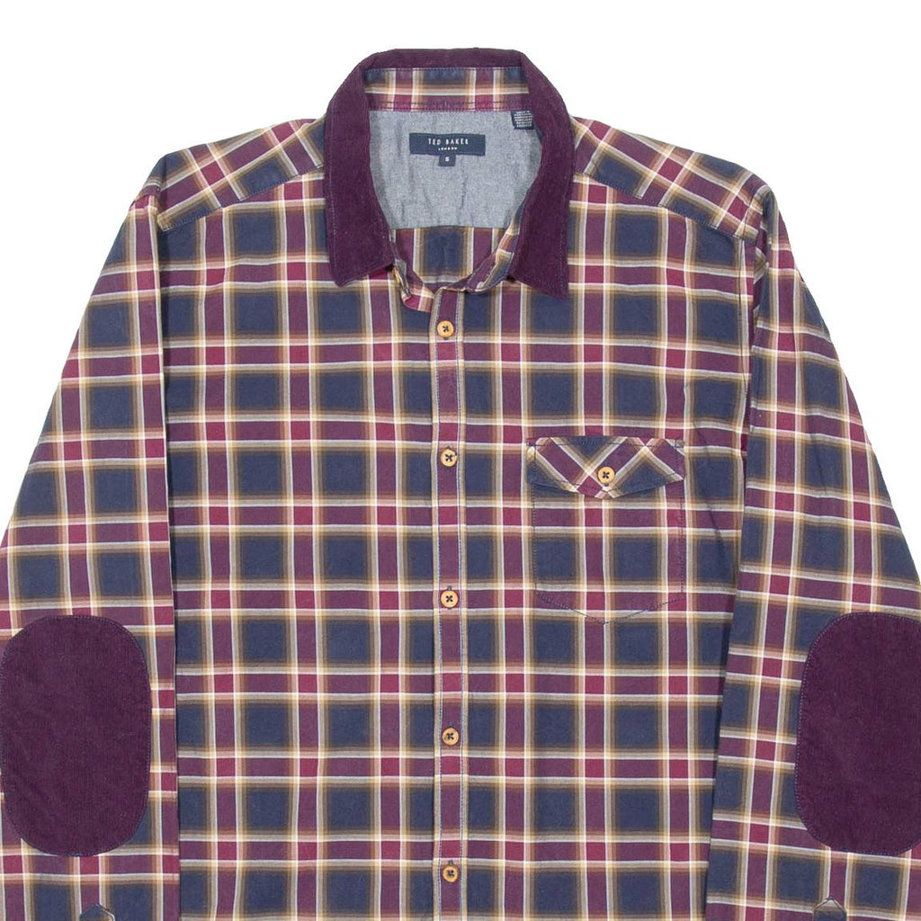 TED BAKER Mens Shirt Purple Plaid Long Sleeve L