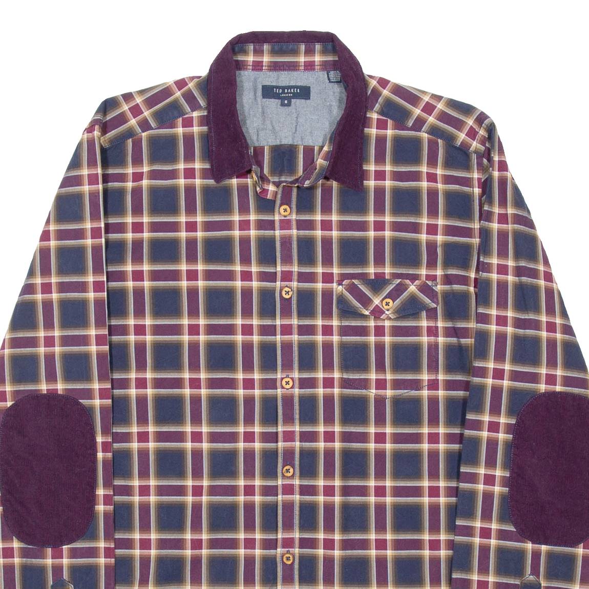 TED BAKER Mens Shirt Purple Plaid Long Sleeve L