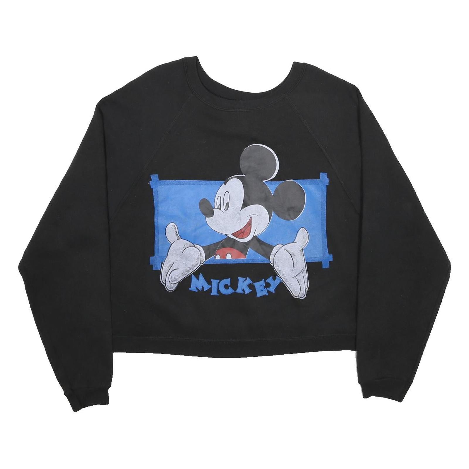MICKEY UNLIMITED Womens Black Cotton Blend Crew Neck M Cartoon Character