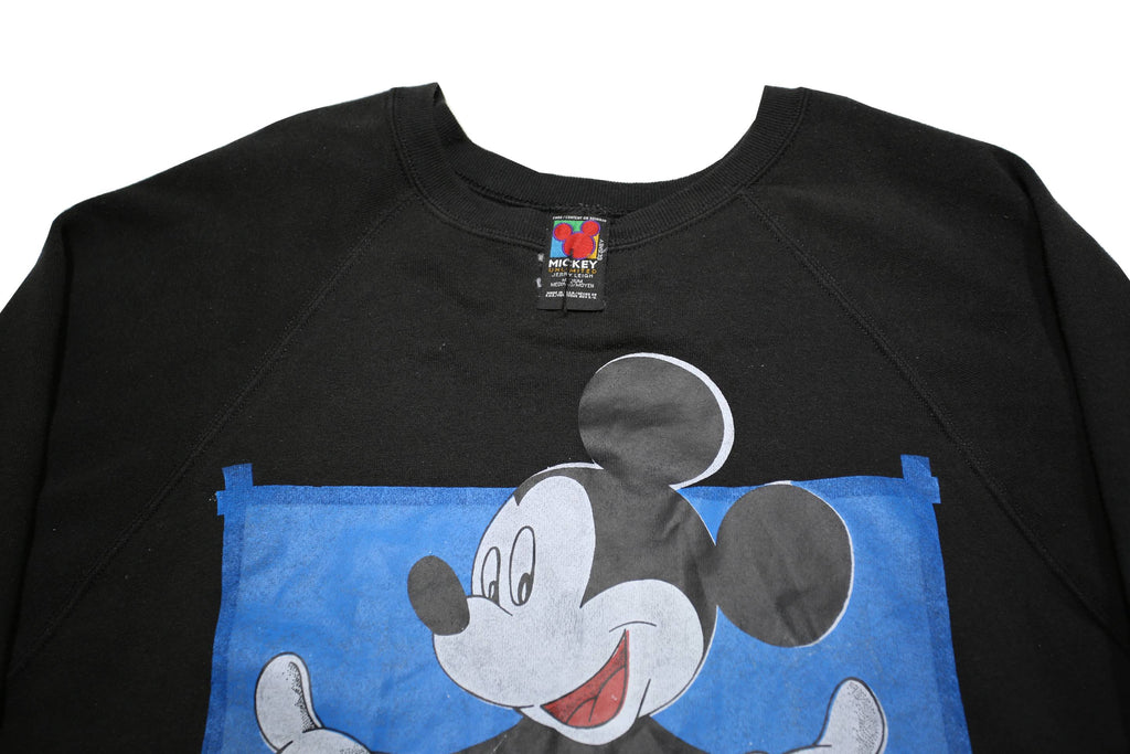 MICKEY UNLIMITED Womens Black Cotton Blend Crew Neck M Cartoon Character