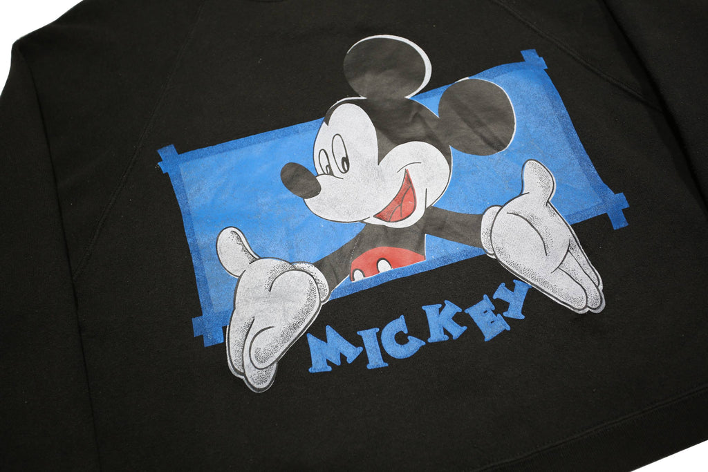 MICKEY UNLIMITED Womens Black Cotton Blend Crew Neck M Cartoon Character