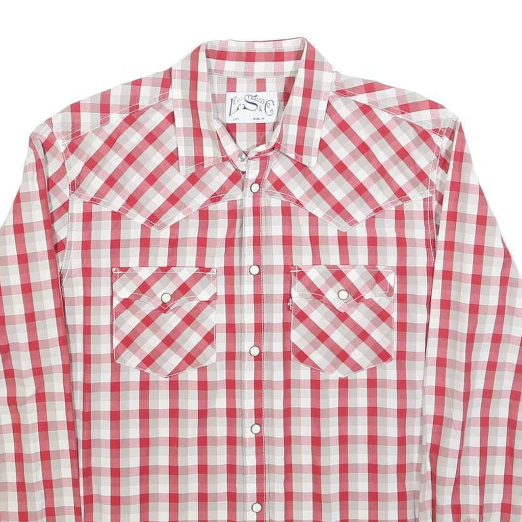LEVI'S Mens Red & Beige Check Shirt M Western Style Casual Cotton Blend