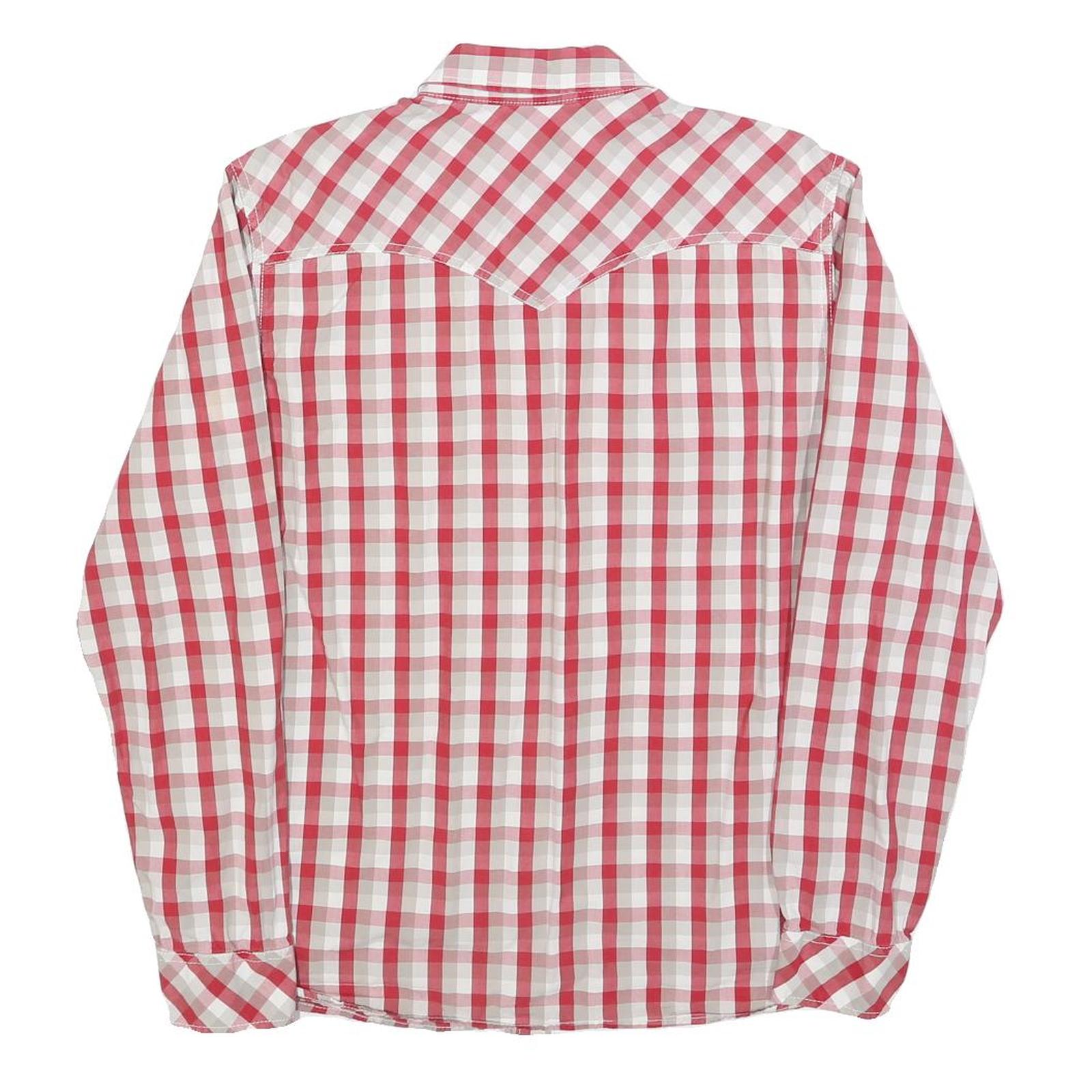 LEVI'S Mens Red & Beige Check Shirt M Western Style Casual Cotton Blend