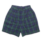SAVANNAH Womens Shorts Blue & Green Plaid Casual S W26 Wool Blend Stylish