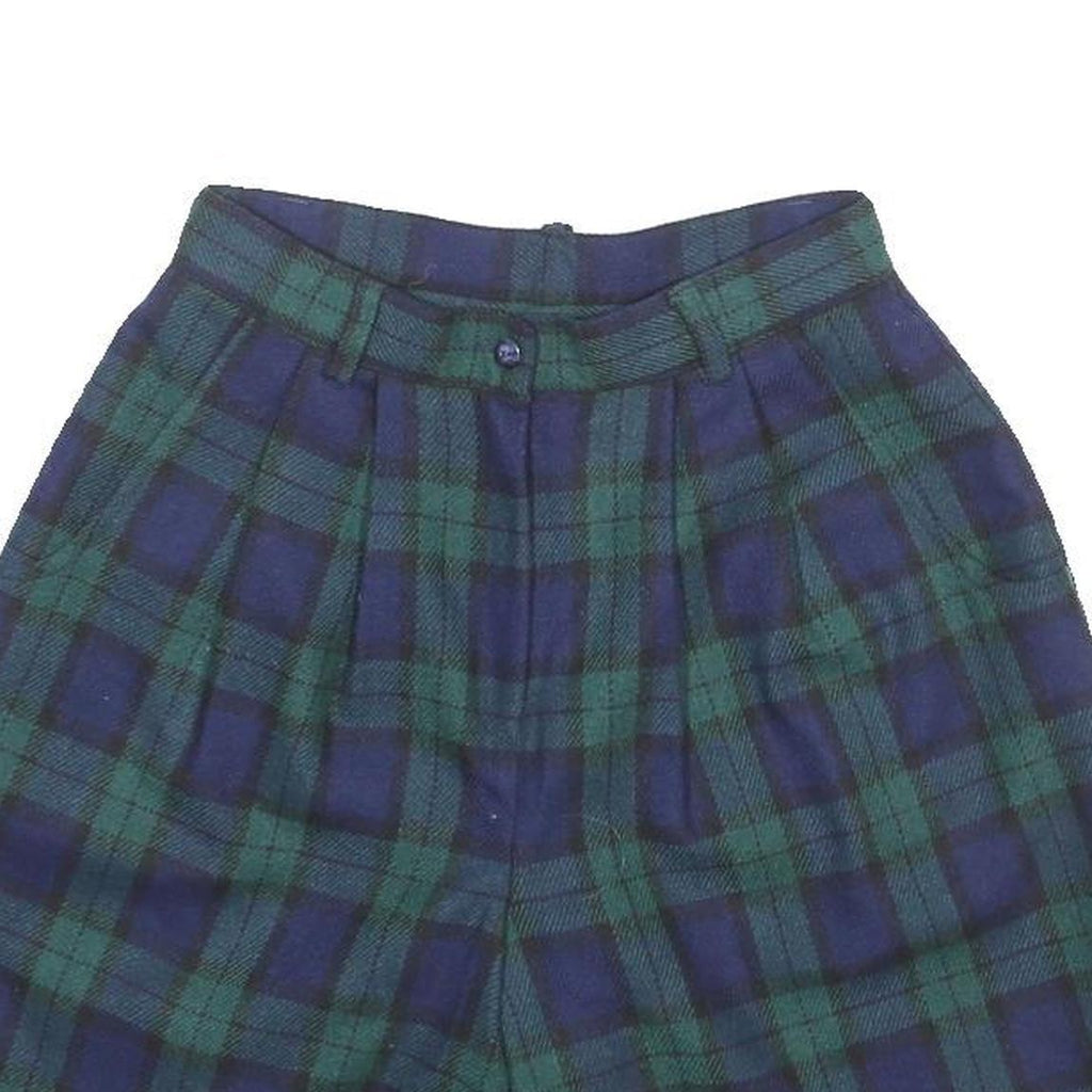 SAVANNAH Womens Shorts Blue & Green Plaid Casual S W26 Wool Blend Stylish