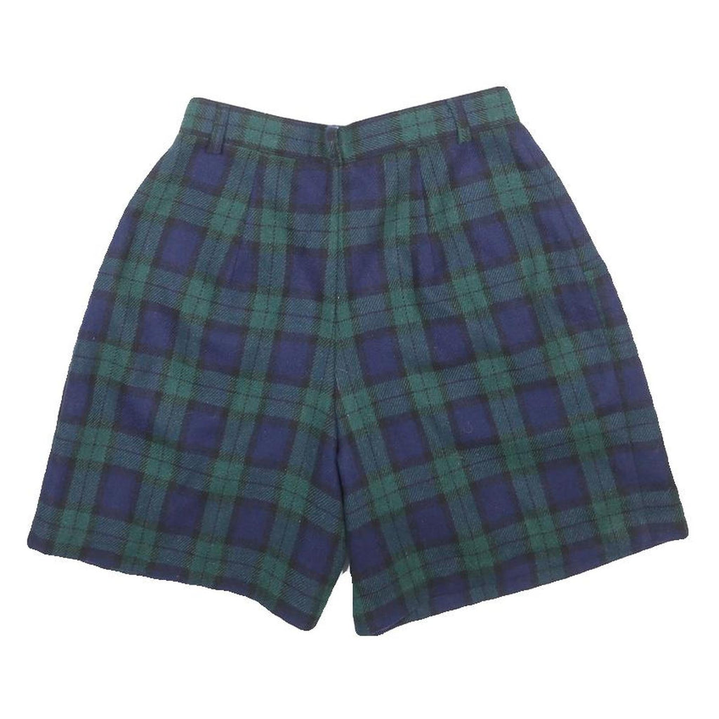 SAVANNAH Womens Shorts Blue & Green Plaid Casual S W26 Wool Blend Stylish