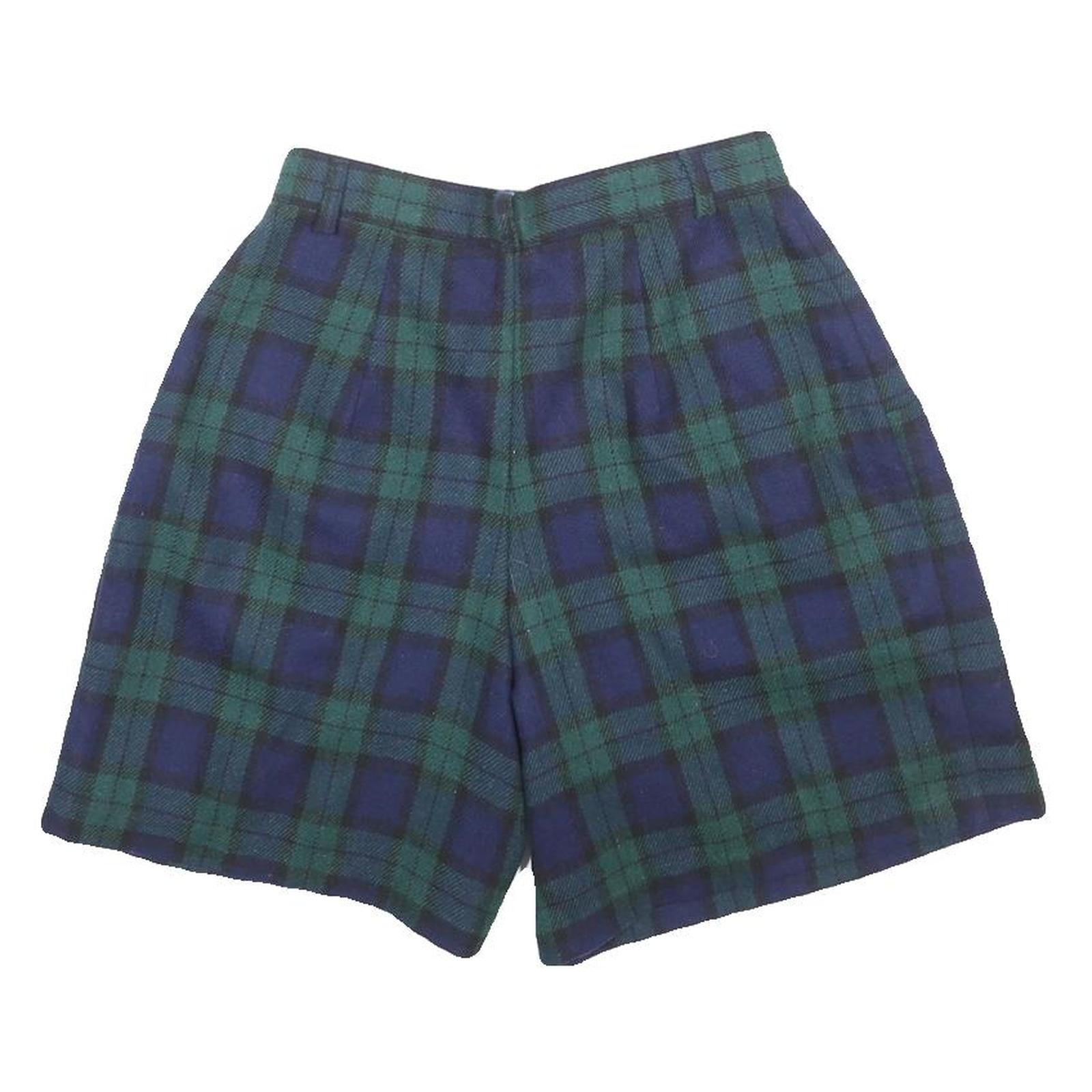 SAVANNAH Womens Shorts Blue & Green Plaid Casual S W26 Wool Blend Stylish